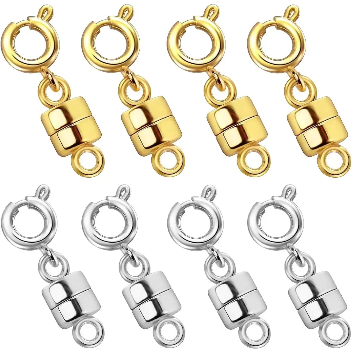 Strong Magnetic Jewelry Clasps & Closures - 12pcs Gold & Silver Plated Metal Supplies, 6pcs Gold Tone Clasps, 8pcs Silver Plated Converters, Chain Accessories for Bracelets, Necklaces (Jewelry DIY Beading Making Kits)
