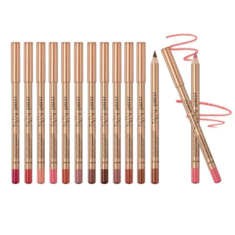 12pcs Lip Liner Set, Lip Liner Pencils, Matte Finish, Rich Pigmentation, Long-Lasting, Non-Fading, Multi-Scene Use, Practical Makeup Essential