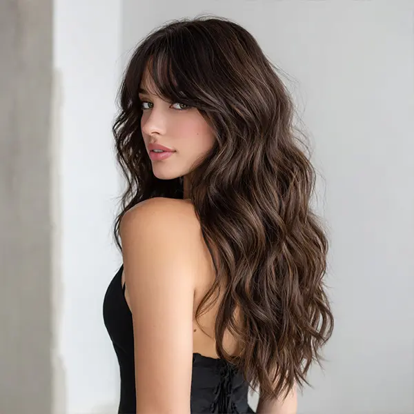 Smilco/26 Inch Natural Dark Wave Machine Made Wig Lush Length Synthetic Wig/SM358
