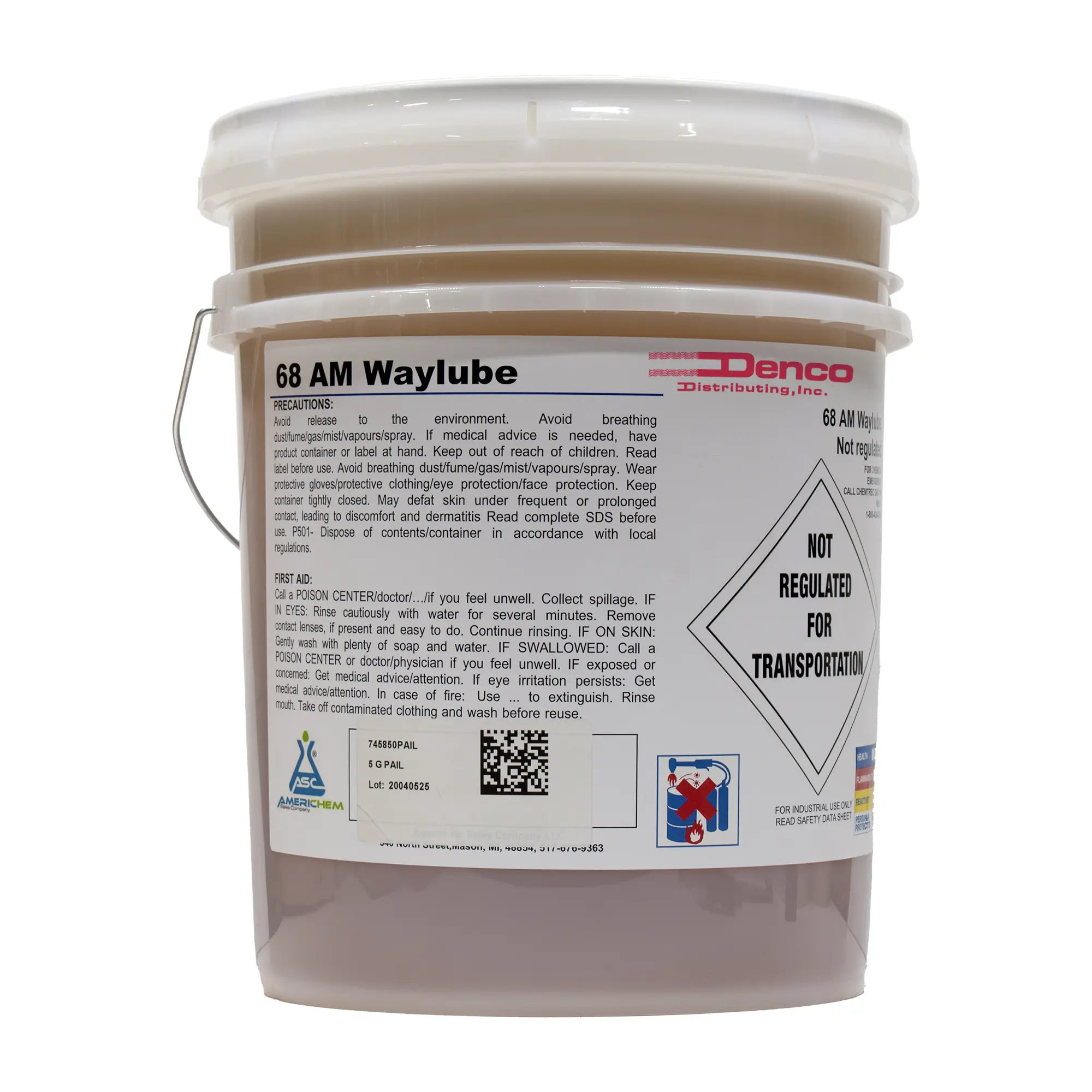 Denco AM Waylube 68 Industrial Machine Tool Way Oil, Heavy Load Protection, Anti-Stick-Slip Formula - 5-Gallon Pail