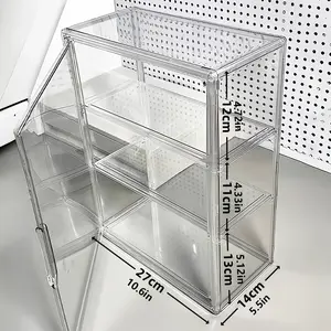 3-Tier Transparent Display Case with Magnetic Door - Heavy-Duty Acrylic Construction, No Assembly Required - Modern Design for Stores, Home Offices, and Collectibles - Space-Saving Organizer, Ideal for Thanksgiving, Christmas, Valentine's Day, and