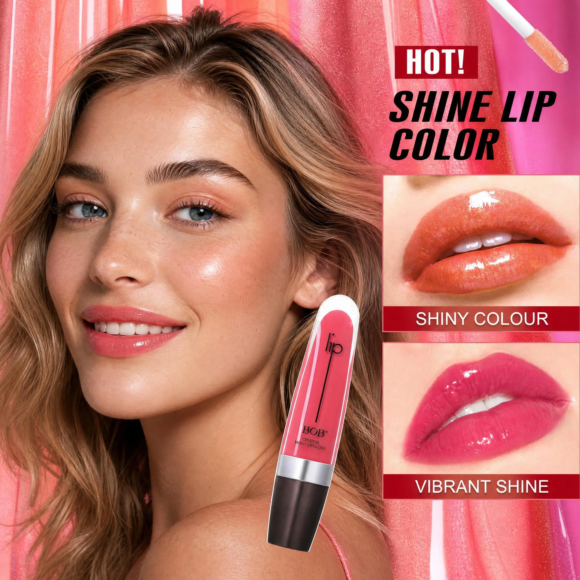 Shimmering Glitter Lip Gloss Balm - Cruelty Free Lipstick & Lip Gloss, Hydrates with Moisture Oil, Non-Sticky, Long-Lasting Metallic Pearl Finish, Daily Use, Suitable for All Skin Types, Makeup Cosmetic