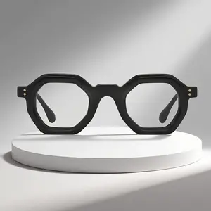 FYTOO Retro Geometric Glasses - Classic black frame, unisex. Premium acetate material for durability and skin-friendly comfort. Perfect for daily wear, office,  Fashionable and timeless, suits all face shapes. An ideal gift for friends. FT882281-C01