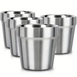 4/8pcs of Stainless Steel Beer Mugs - Premium Stackable Wobble-Free Metal Cups, Suitable for Coffee, Tea, And Beer, Travel Water Cup, Ideal for Outdoor Travel, Camping, And Everyday Use, Portable Travel Mug (6 Oz / 10 Oz)