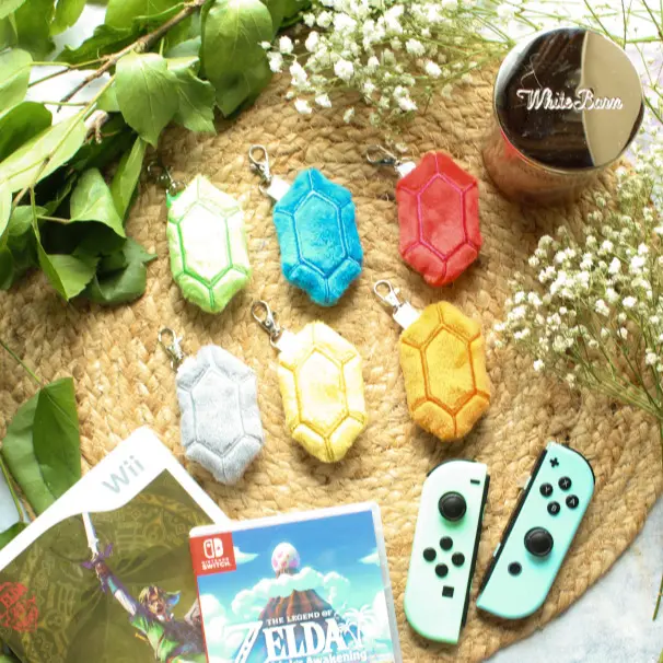 Legend of Zelda Rupee Plush Keychains - Handmade - 3" x 2"