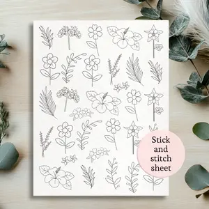 stick and stitch embroidery patterns, full page flowers, pocket patterns embroidery stencils