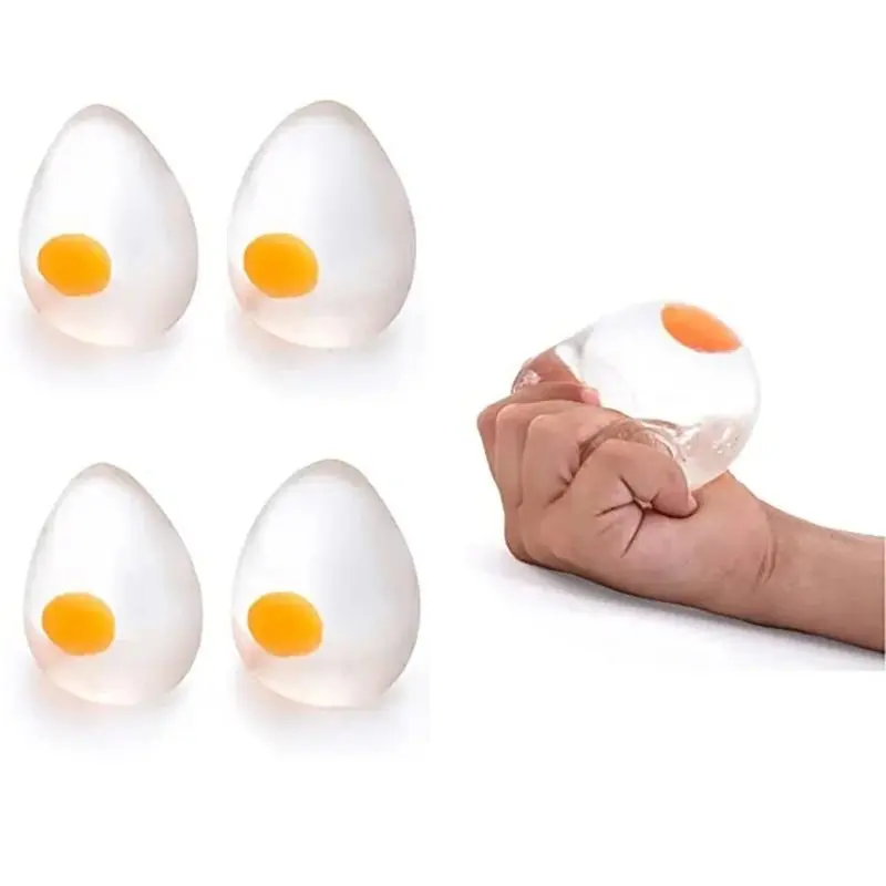 Funky Egg Squishy Ball Clear Squeeze Splat Ball Easter Basket Fillers Squishies Fun Toy Anxiety Reducer for Kids Adults