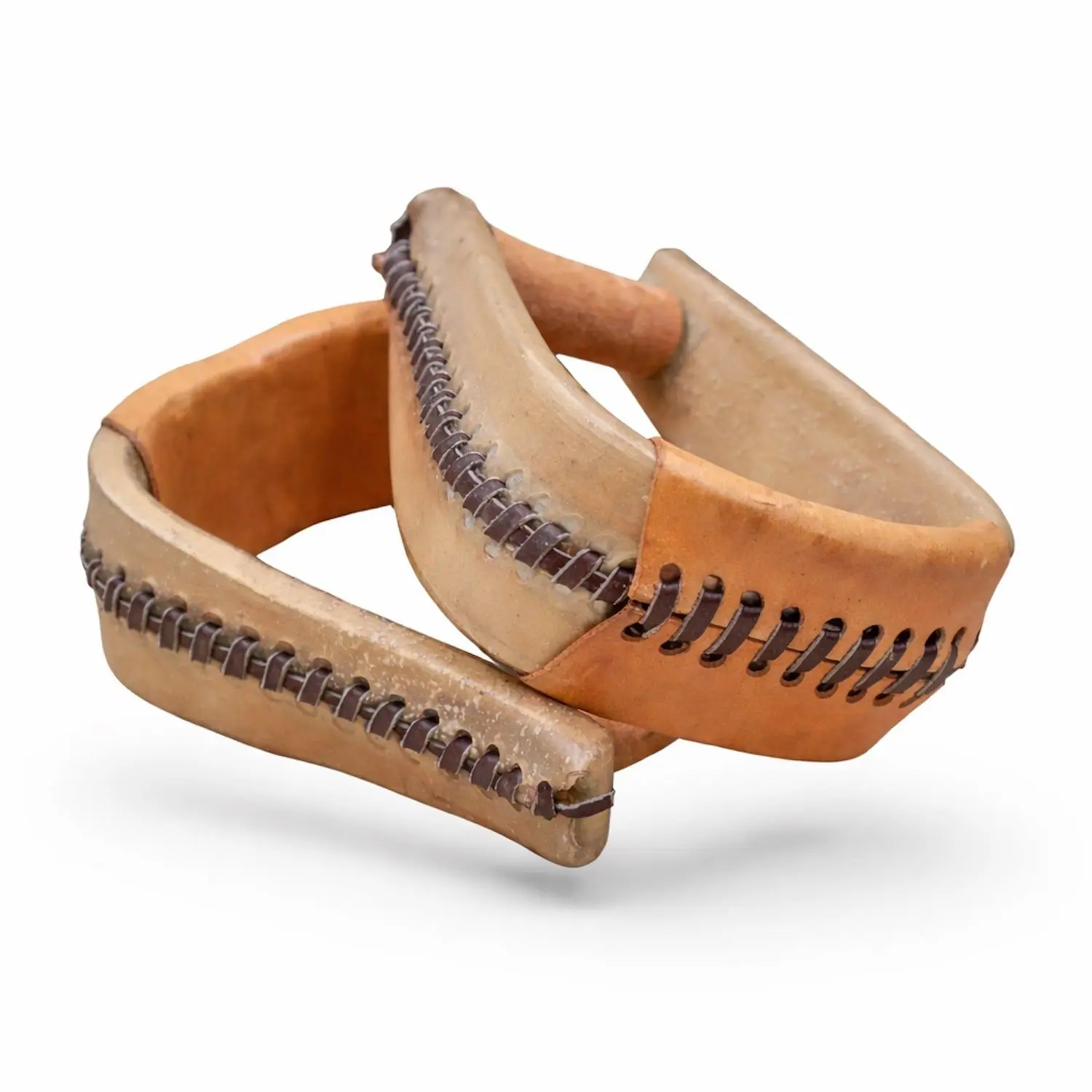 3" Roper Rawhide Western Stirrups  Wide Tread Wood Core Horse Stirrups