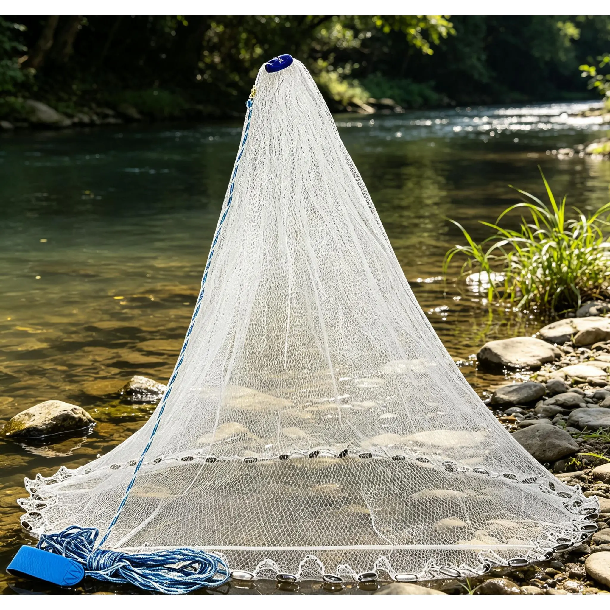 Easy‑Open 12‑Foot Cast Net for Fishermen, Strong Monofilament Full‑Spread Bait Fishing Net, Fast‑Sinking Zinc Sinkers, 0.47 Inch Mesh, Versatile Outdoor Fishing Gear for Beginners and Experienced Anglers