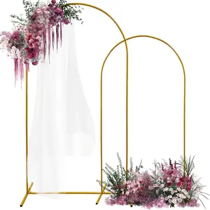 Arch Backdrop Stand Set of 2, 7.2FT 6FT Gold Wedding Arch Frame Balloon Stand for Birthday Baby Shower Decoration