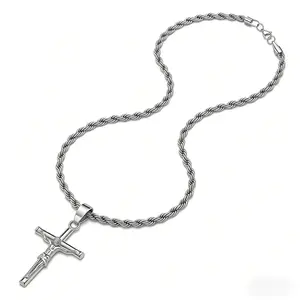 Silver Crucifix Cross Necklace, 56cm Chain with 18K Plated Pendant, Unisex for Men & Women. Elegant Premium Jesus Cross Pendant, Durable for Daily Wear, Perfect Christian Gift
