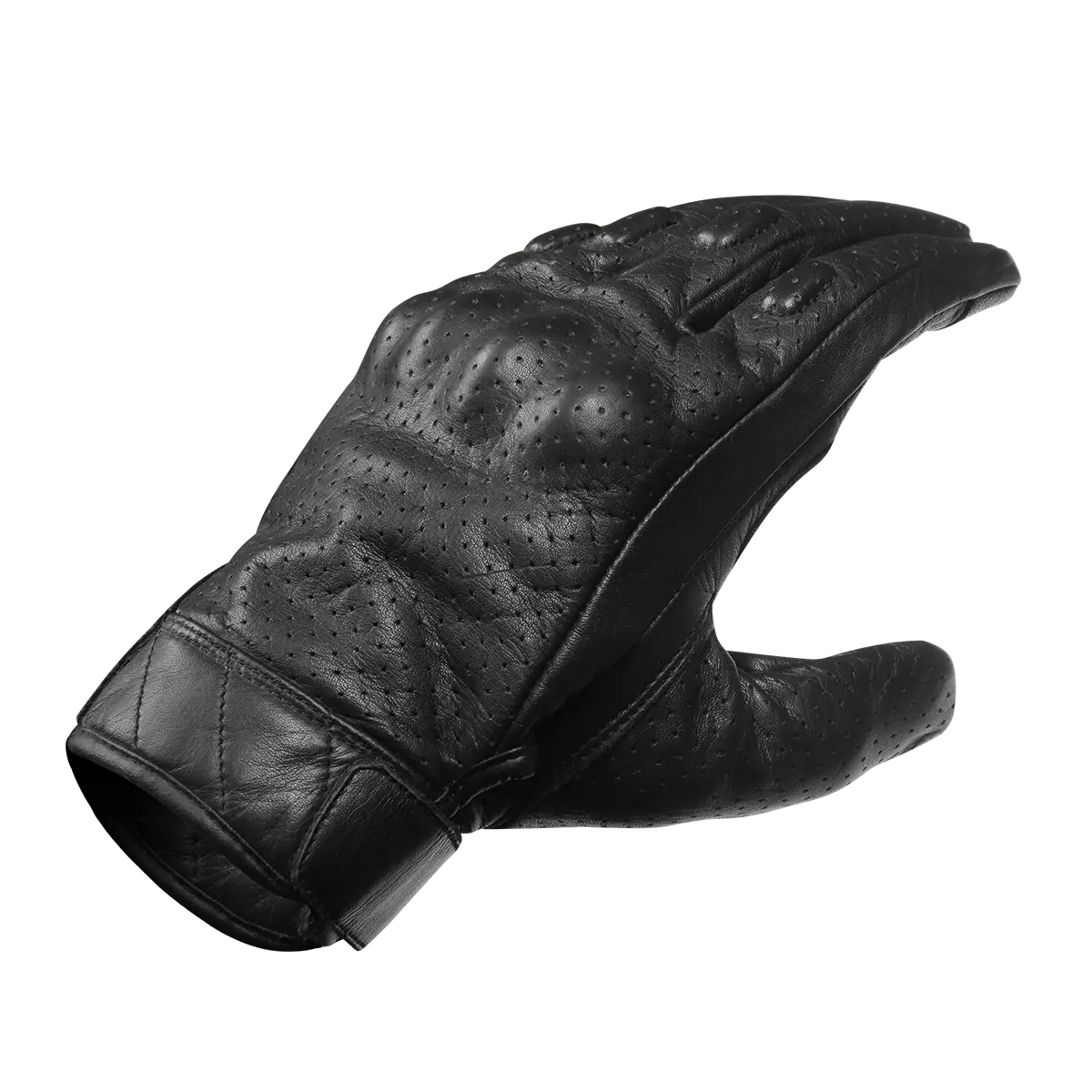 Vance Mens Premium Leather Perforated Cruiser Gloves with Knuckle Protection - Touchscreen Motorcycle Gloves