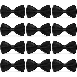 Men's Bowties Formal Satin Solid - 6/12 Pack Bow Ties Pre-tied Adjustable Ties for Men Many Colors Option in bulk