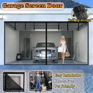 Garage Door Curtain, Glass Fiber Material, Fine Mesh, Mosquito & Debris Barrier, Easy Installation, Detachable Design, Simple Cleaning