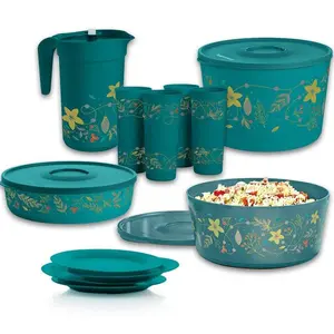 Tupperware Holiday Holly Serving Set  Bowls, Plates, Tumblers & Pitcher
