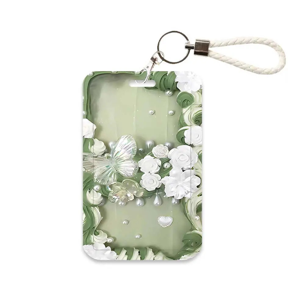Butterfly & Flower Pattern ID Card Holder, Name Tag Holder, Id Holders For Badges, 1 Count Creative Slide Cover Card Protector, Identification Badges & Supplies for Students School Office, Classroom Supplies
