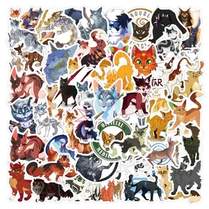 60 pcs Warriors Cat mix diy Stickers Decals for Laptops, Phones, Phone Case, Scooter, Consoles, Walls, Luggage Case, Books，Journal，notebook，craft project，party decoration，Goodie bag