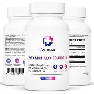 REVITALIZE Vitamin ADK 10,000 IU - Supports Heart Health, Bone Strength, and Immune Function, Contains Vitamin A 1,500 mcg, Vitamin D3 10,000 IU, Vitamin K2 500 mcg - 90, Vegetarian Capsules Healthcare Edible Fitness Supplement Dietary Optimum