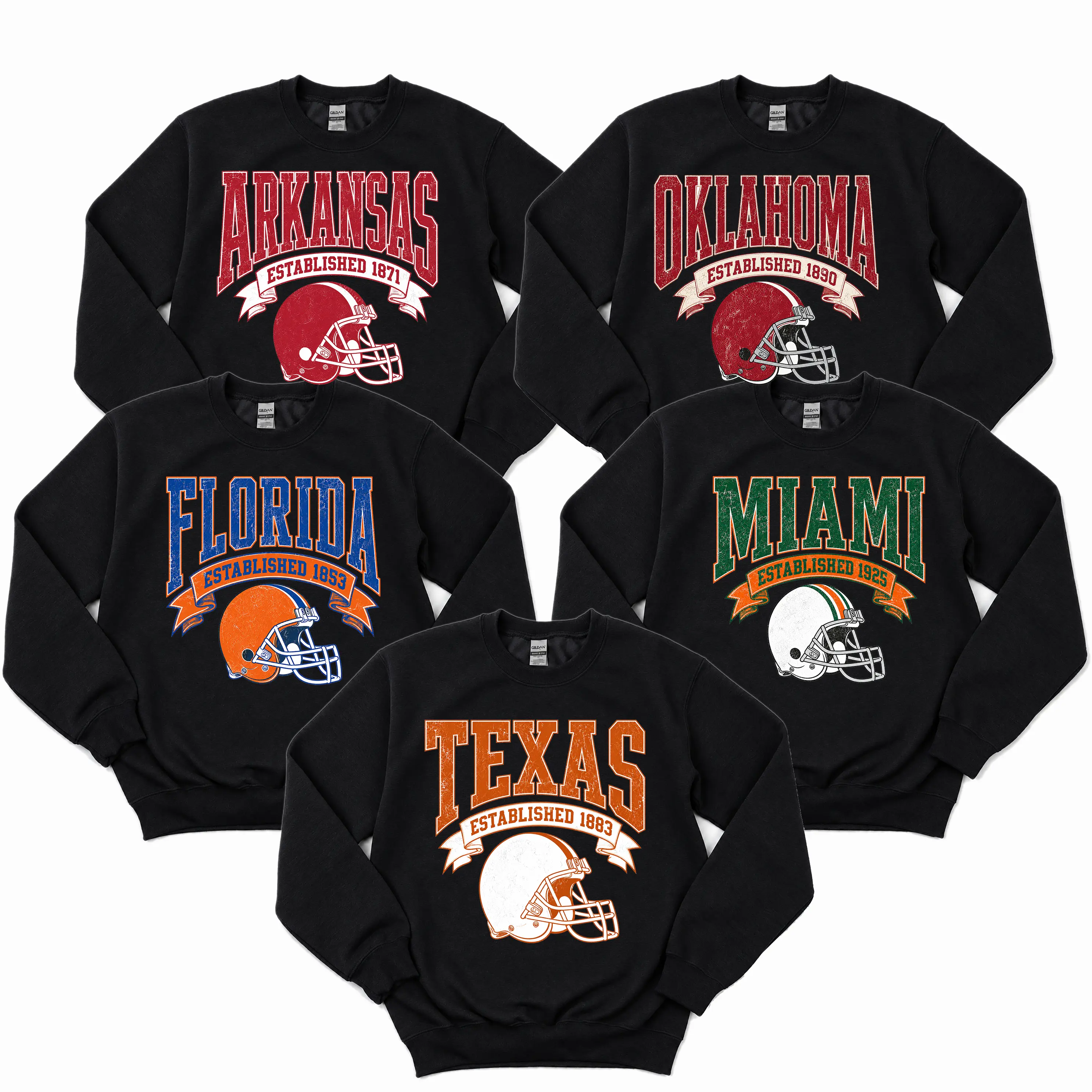 Vintage College Football Sweatshirts Color Black, Unisex College Football Crewnecks, Retro Football Sweatshirt