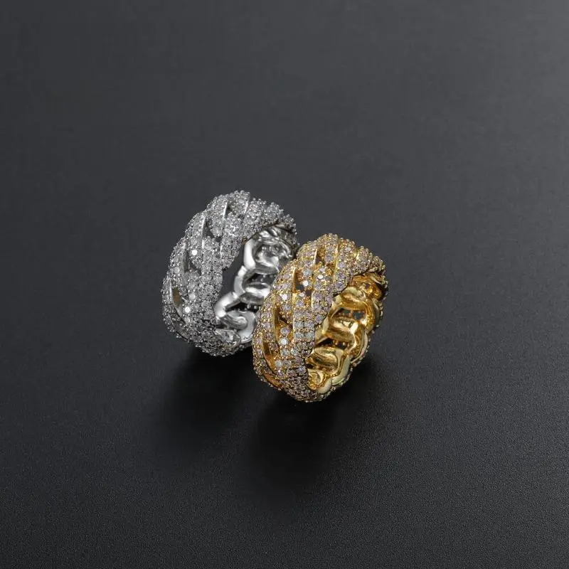 18K Gold Vacuum Plated Copper Ring - 5A+ Sri Lanka Zircon Sparkling Luxury Jewelry, Unisex for Women & Men, Miami/Italian/Mexican Micro-Inspired, Classic Hip Hop Chicano Sporty Simple Styles, Perfect for Daily Wear Casual Fashion Gift