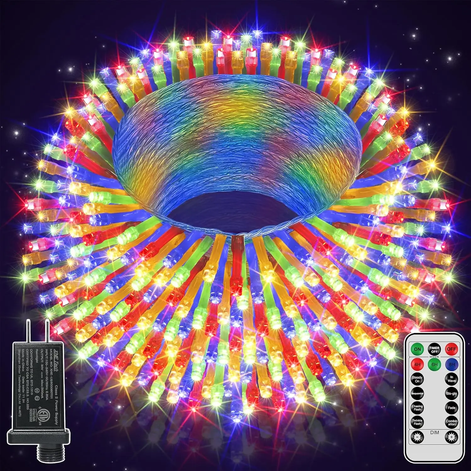 328 FT 1000 LED Christmas Lights Outdoor, 8 Lighting Modes String Lights with Remote, Christmas Light for Outside Wedding Party Classroom Holiday Decor(Multicolor)