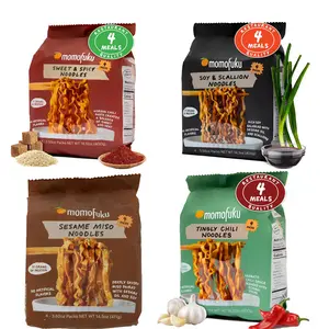 Momofuku Soy and Scallion Ramen Noodles by David Chang, 4 Pack of Restaurant Quality Air-Dried Instant Noodles Now with More Sauce & 10g of Protein