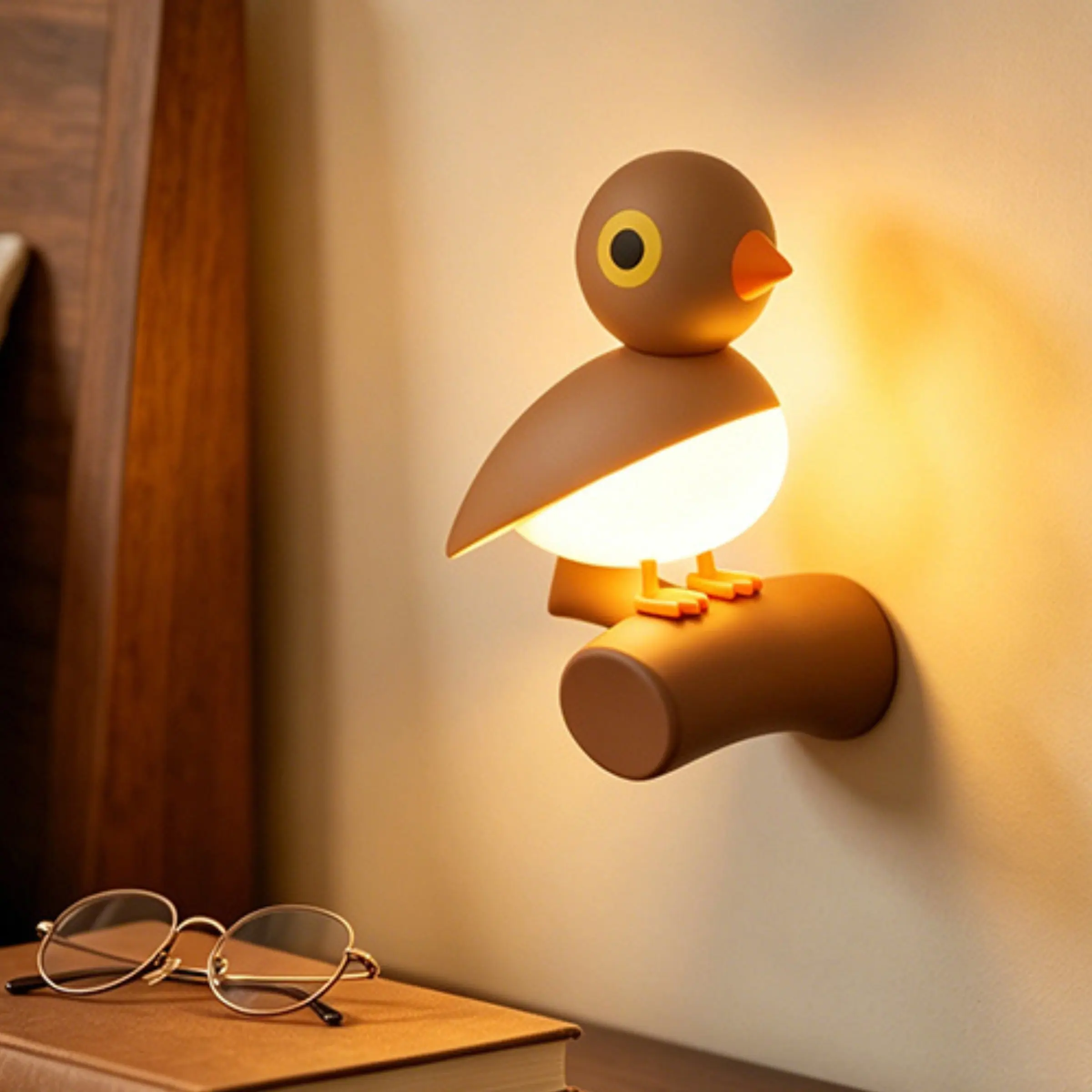 Cute Little Bird Design Creative Night Light, Decorative Night Light, Warm Light and 2 Lighting Modes, Motion Sensor and Magnetic, USB Rechargeable, Stand Bird Decor Lamp, Cozy Lighting Suitable for Bedroom, Hallway, Living Room and Gifts