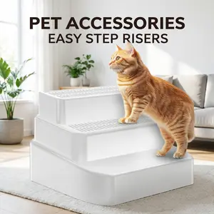 PPTT Litter Control Staircase with Detachable Tray & Mat – Cat-Friendly Gradient Steps Anti-Tracking Staircase, Easy-Clean Double-Layer Litter Control Platform for Multi-Cat Households