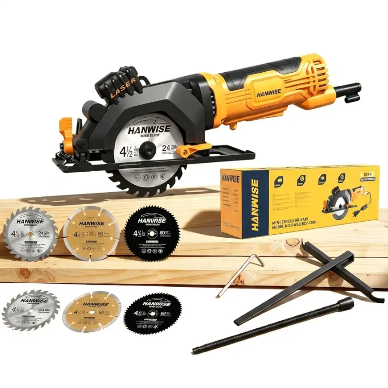 Hanwise Corded Circular Saw, 4.8A Portable Handheld Circular Saw, 6 Saw Blades, Multi-material Sawing, Ergonomic Handle,Ideal For Sawing Wood, Soft Metal, Plastic, Tile.