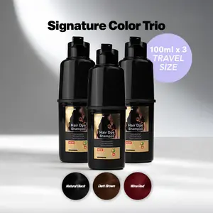 [LIVE EXCLUSIVE] UCHOIZE Hair Dye Shampoo 100ml x3 Bundle – 5-in-1 Gray Coverage Shampoo, Fast Color Deposit, Plant-Based Botanical Formula, Travel Size Color Shampoo for Gray Hair, Shiny Healthy Hair – Black, Red & Dark Brown