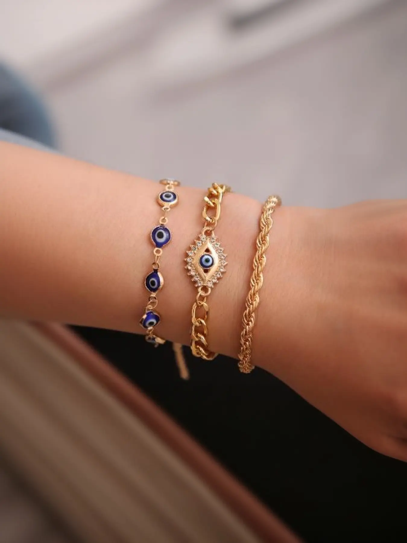 This retro evil eye bracelet set features a woven design that is simple, stylish, and suitable for everyday wear, Fashionable Bracelet, Lucky Bracelet, Bracelet Jewelry
