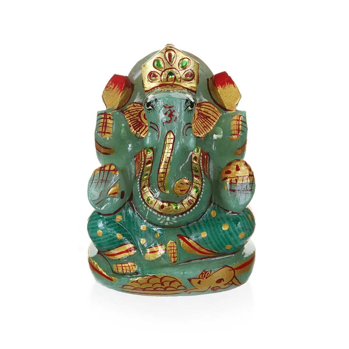 Lord Ganesha Hindu God Green Jade Statue - Classic Religious Decorations, Traditional Design, Elegant Finish for Home Decor Religious Accent