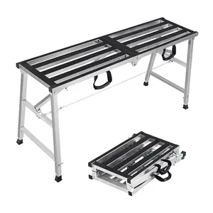 Folding Scaffolding Platform Steel Step Ladder Stool Height Adjustment 27-43"(H) Portable for Home Improvement, Drywall Painting, Maintenance at Height, Maximum Load 600lbs