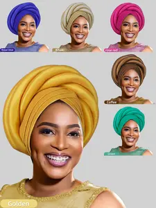 Women's Solid Color Five-Strand Headscarf Cap, Multi-Layered Ladies Turban Hat, Ideal for Daily Home Use and Holiday Gifts, Head Wrap