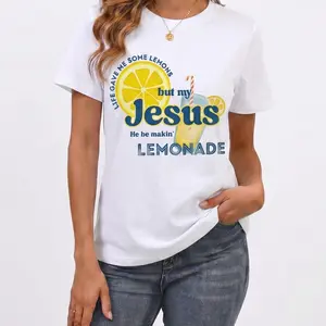 Youth & Adult Lemonade Faith T-Shirt, Life Gave Me Some Lemons but My Jesus He Be Makin' Lemonade Tee, Inspirational Shirt, Women's Top for Daily Wear, Womenswear