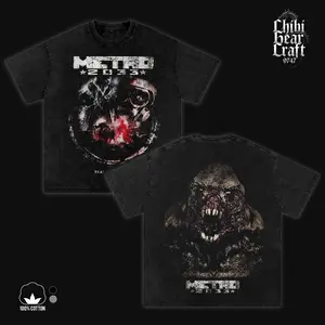 Metro 2033 Shirt Nosalis Mutant Gas Mask Fear The Future Underground Radiation Vintage Washed Oversized T-Shirt Hoodie Survival Horror Gaming Graphic Tee Faded Dark Red Post Apocalyptic Streetwear Y2K Merch Gift For Fan Clothes