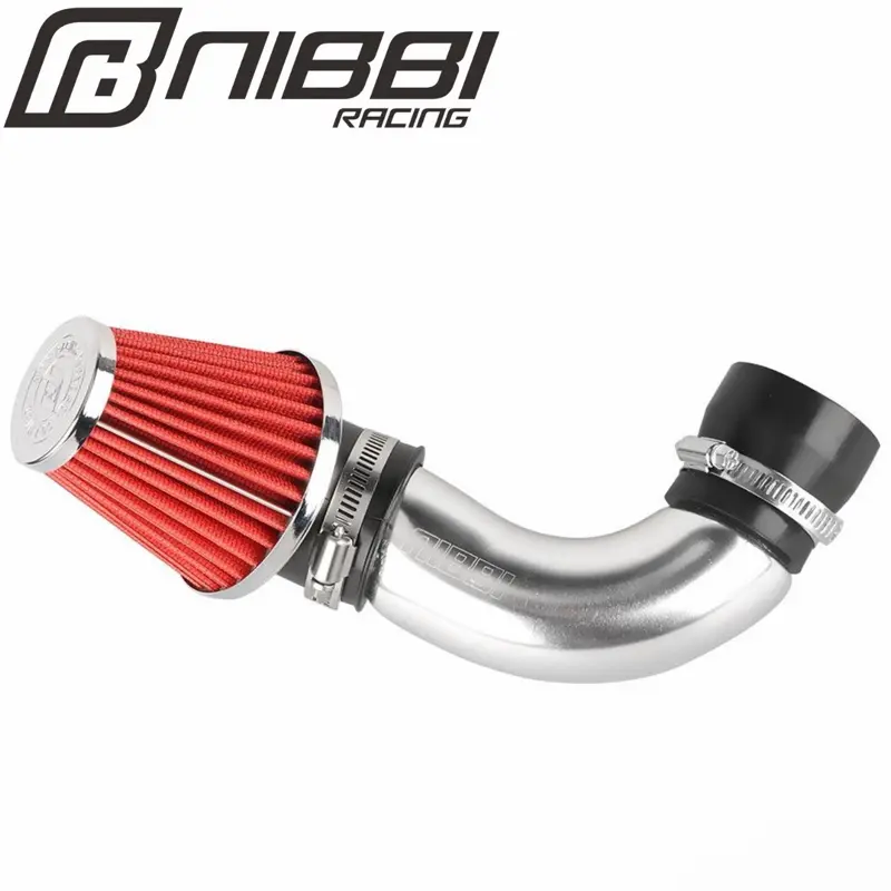 NIBBI Racing Manifold and Air Filter Combo - Red Filter, Silver Manifold, Black End Cap, Performance Upgrade