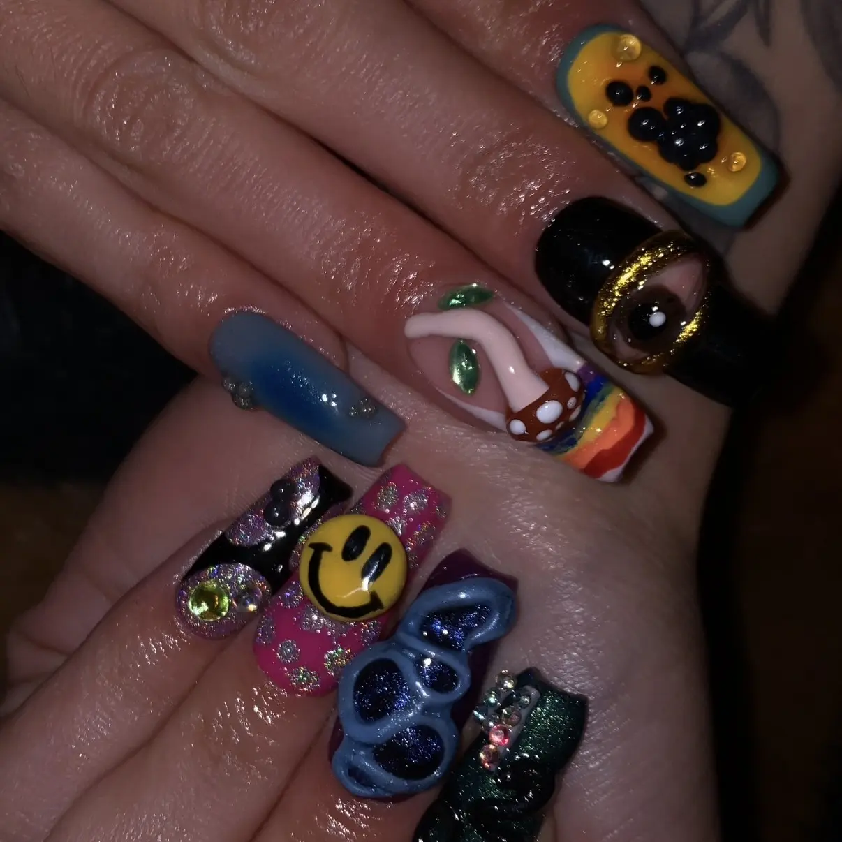 Custom 3D Art Press-On Nail Decals, Reusable Nail Art Accessories for Beauty & Personal Care