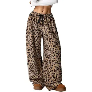 Leopard Pants Women Therian Fuzzy Pajama Pants Y2k Cheetah Pants Grunge High Waisted Fluffy Pants