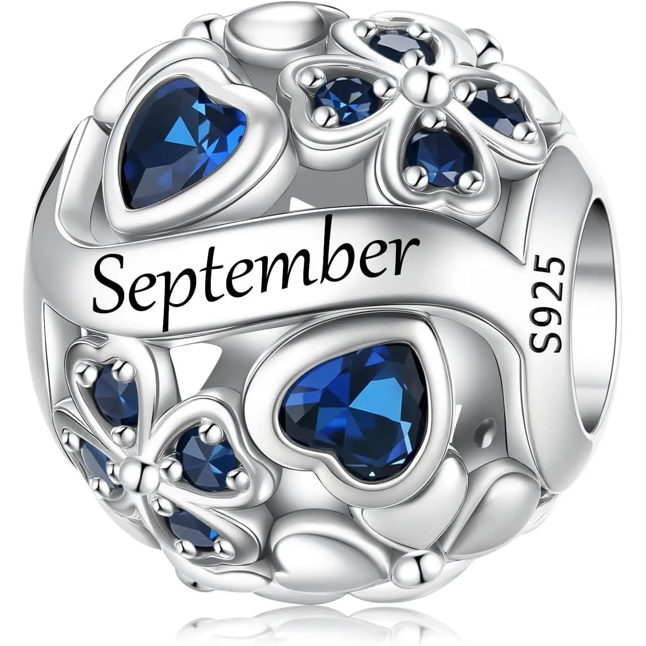 925 Sterling Silve Lucky Birthstone Charm for Bracelets, With 5A Cubic Zirconia Birthday Charms Dangle Pendant Bead for  Bracelets and Necklaces