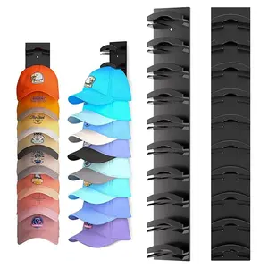 Baseball Cap Storage Box Set of 2, Wall-Mounted Hat Rack Hat Hanger Holder with Strong Adhesive, Holds Up to 20 Hats, Multi-Layer Dual-Sided Installation Organiser
