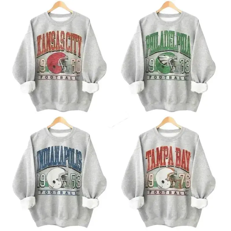 Vintage 90s Football Sweatshirt, Retro Game Day Crewneck for Men & Women, Ash Grey Cotton Graphic Pullover, Hometown Football Fan Gift, Top Menswear Streetwear Casual