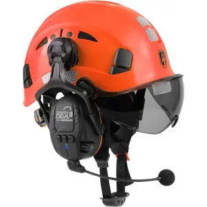 Vented Full Brim Headwear with Bluetooth Earmuffs & Dual Visor, 6-in-1 Outdoor Hat for Men Women, Gardening Farming DIY