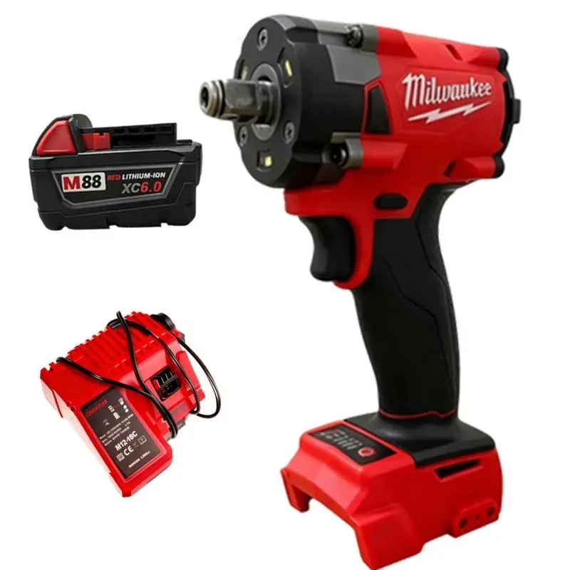 Milwaukee FIW212 18V 500Nm Rechargeable Brushless Wrench - Cordless High Torque Hand Tool Battery Kit, Auto & Furniture Assembly DIY Tool with Battery, Brushless Power Wrench