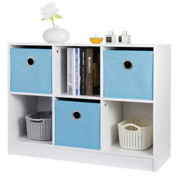6-Cube Cubby Shelf Bookcase - Small Particle Board Storage Cabinet with 3 Drawers, 15kg Total Capacity, Waterproof Accessory Pack, 15 lbs Each Cube, 31.5" L x 11.8" W x 23.6" H, Modern Sleek Bedroom Organizer, Home Shelves Decoration, Room Decor