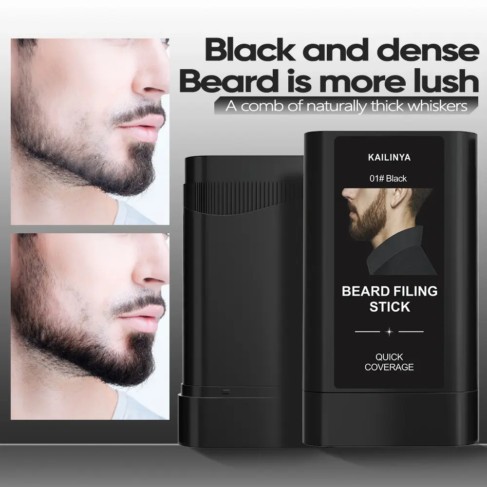 2pcs Men's Mustache Filler Pen with Brush, Waterproof Quick Mustache Stick, Long-Lasting Natural Look, Beard Coverage, Ideal for Mustache and Hair Makeup, Longwearing Waterproof Makeup