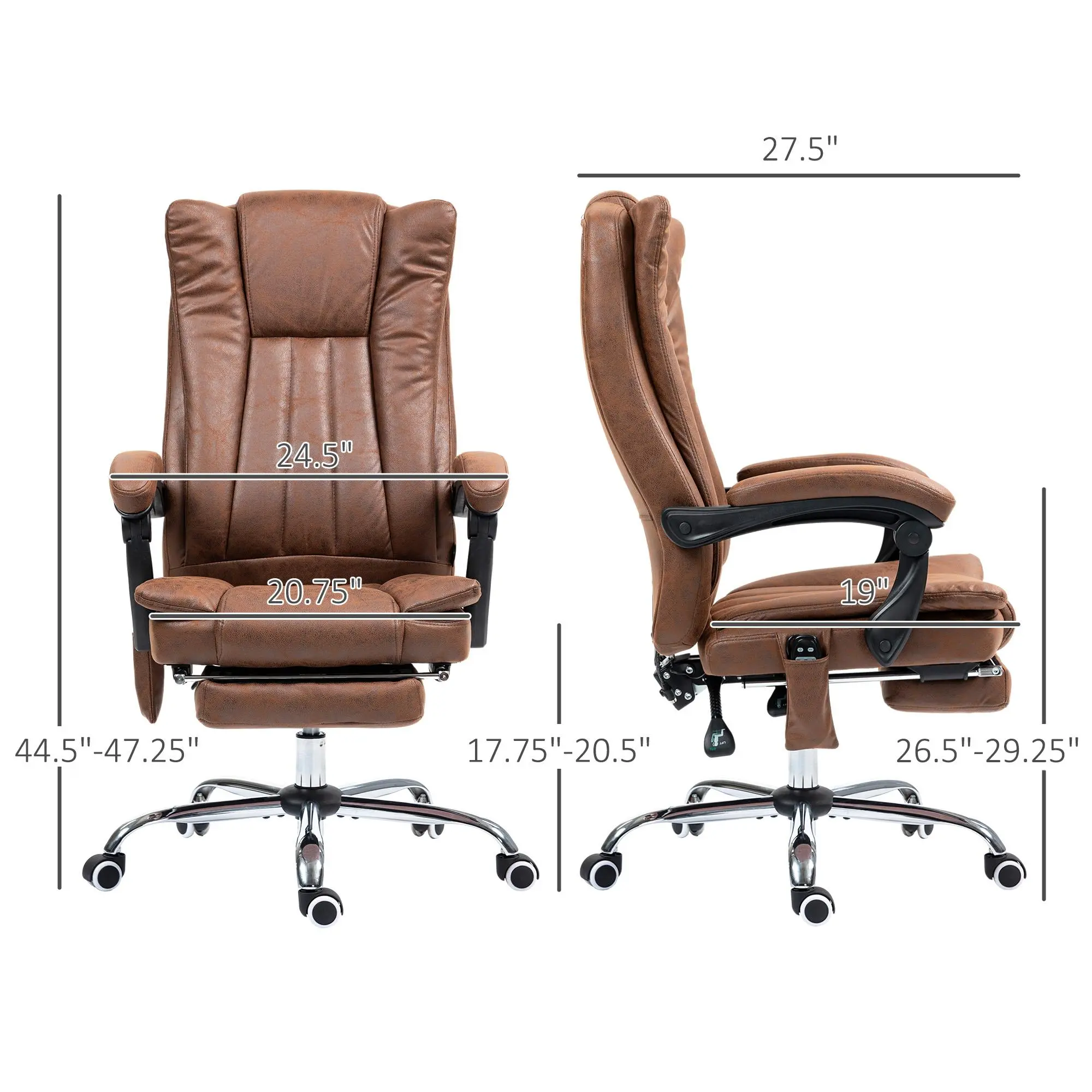 Brown, Microfiber + 135° Recline + Heating