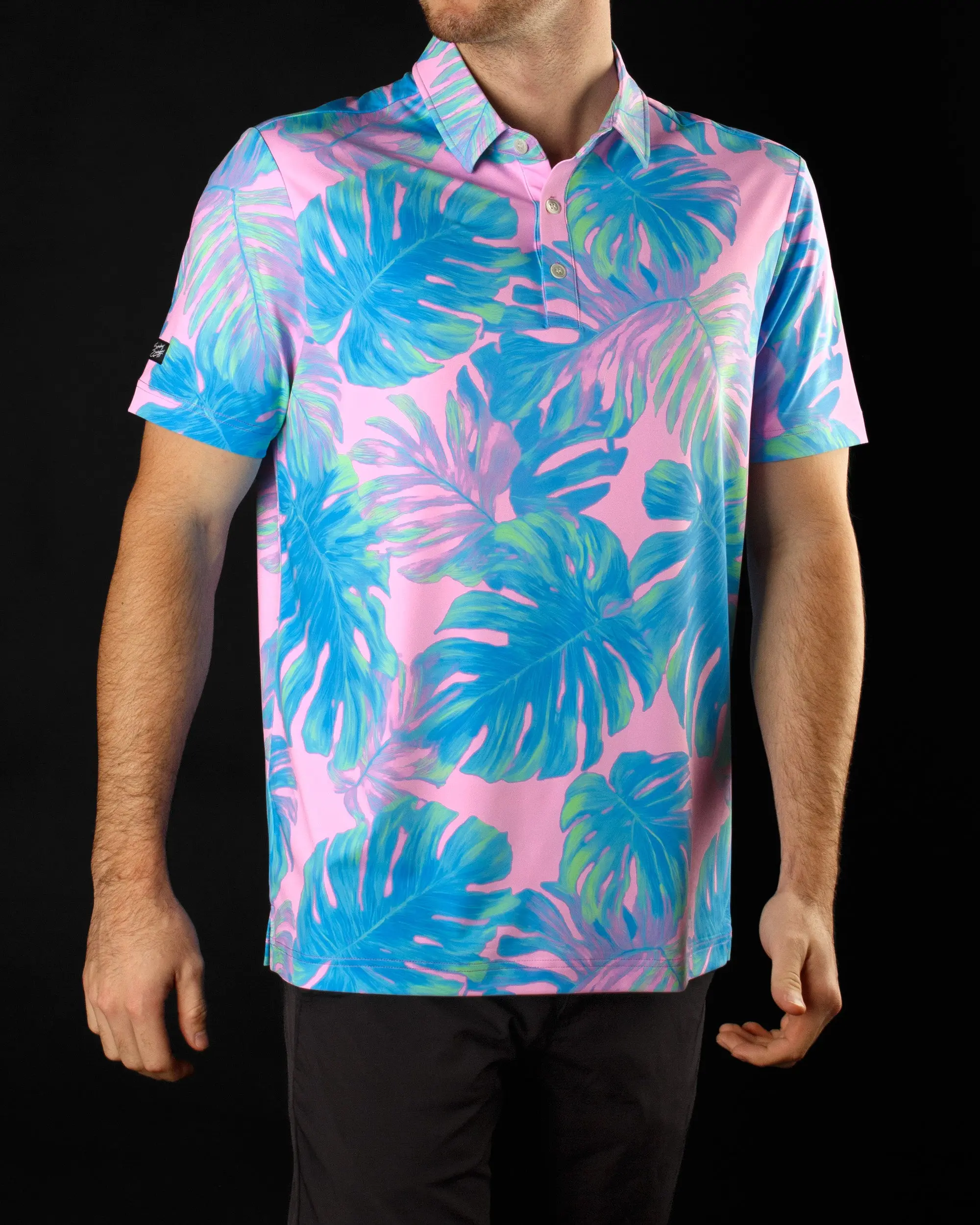 Couples' Matching Tropical Print Polo Shirt Set - His & Hers Short-Sleeve Moisture-Wicking, Breathable, Stretch Golf Tops for Outdoors, Party Use, Moisture-Wicking Performance Fabric, Menswear, Shortsleeve, Matching Sets