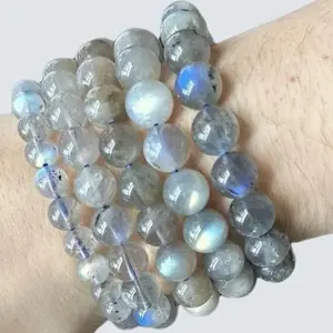 Lychee Gems Jewelry-B7  Labradorite Beaded Bracelets - Various Sizes, Durable, Semi-Precious, Natural Crystal Personal Growth Long Lasting