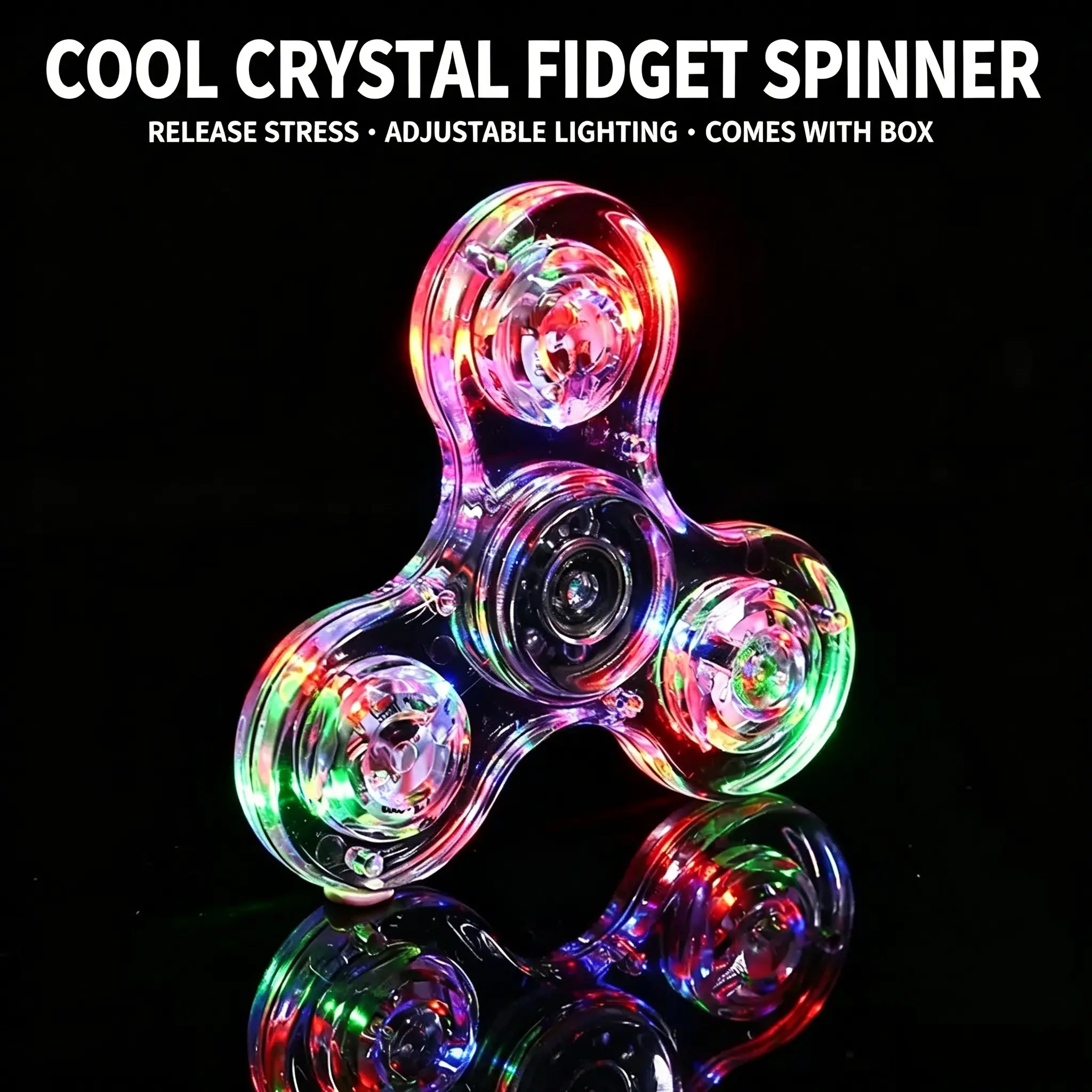 Light Up Fidget Spinner Cool Fidget Spinner LED Light Up Crystal Fidget Spinner Stress Relief Toy Stress Relief Tools Stress Relief Gadget Stress Relieving Accessory